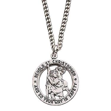 Imagem de Colar "Behold Saint Christopher and Go Your Way in Safet", corrente de 45,7 cm, caixa de presente