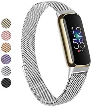 Imagem de Vanjua Pulseira de metal compatível com pulseiras Fitbit Luxe, pulseira de substituição ajustável de malha de aço inoxidável para Fitbit Luxe/Luxe edição especial rastreador fitness feminino e