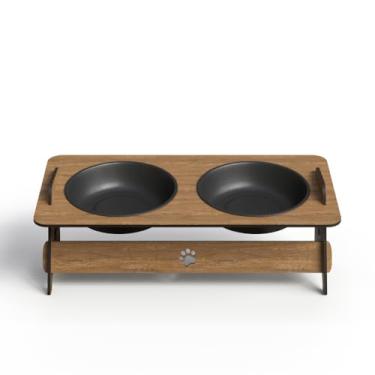 Imagem de Comedouro Elevado Com Tigela Marrom Suspenso(Marrom Duplo)