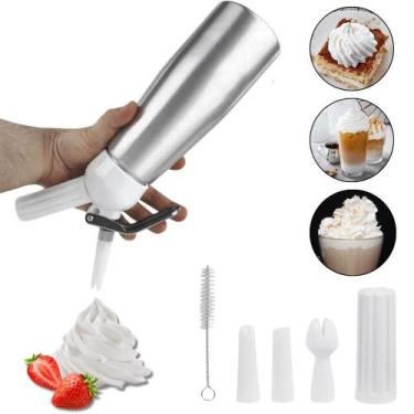 Imagem de Garrafa De Chantilly Sifão Inox Profissional 500ML 3 Bicos Cozinha Con