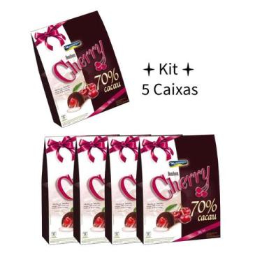 Imagem de Kit 5 Caixas Cherry - Bombom Meio Amargo 70% Cacau 160g - MONTEVÉRGINE