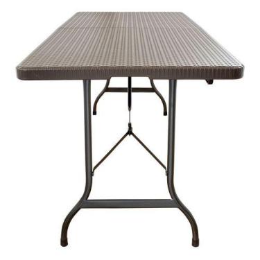 Imagem de Mesa Dobravel 180x72 Cm Rattan Compacta Tipo Maleta - Klimber