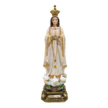 Imagem de Imagem Resina Nossa Senhora Fátima Branca E Dourado 31cm 