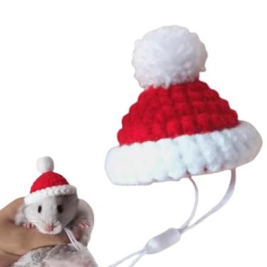 Imagem de Pequenos chapéus de animais pequenos chapéu de cobra de porquinho-da-índia com alça ajustável pequeno fofo tricotado à mão mini roupas de festa para animais de pelúcia papagaio hamster planador de