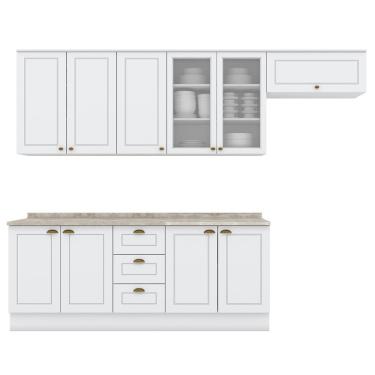 Imagem de Cozinha Modulada 7 Pecas 280 Cm Ce791 Americana Henn Branco Calcare