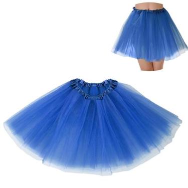 Imagem de Saia tutu BFONS de tule de 3 camadas para mulheres azul