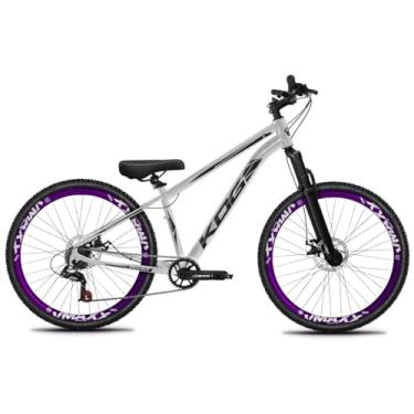 Imagem de Bicicleta Aro 26 KOG 1x7 Freeride – Bike para Grau, Freeride Urbano, Suspensão 80mm, Freios a Disco, 7 Velocidades, Prata, Adesivo Preto,Vmaxx Roxo