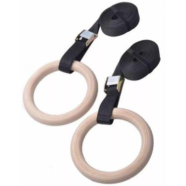 Imagem de Kit 2 Argolas De Suspensão Olímpica Madeira Academia Fitness - IMPORT