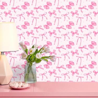 Imagem de Papel de parede rosa em aquarela rosa papel de parede removível quarto de meninas papel de contato arco autoadesivo arte murais boho vinil filme decalques para armários gaveta quarto crianças