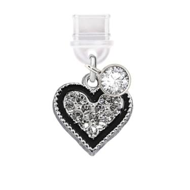 Imagem de ELISE & FONDA TP644 Tipo-C porta de carregamento plugue antipoeira pequeno 3D cristal amor coração celular charme para iPhone 15/16/Samsung/OnePlus/Xiaomi/oppo telefones Android (preto), approx.1.4 cm