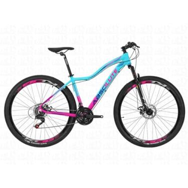 Imagem de Bicicleta Aro 29 Alumínio Absolute Hera 21 Marchas Relação 3x7 MTB Freio a Disco Suspensão 80mm Trail Urbana,15,Azul Rosa