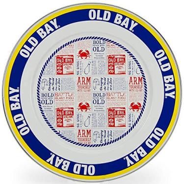 Imagem de Esmalte - Padrão Old Bay - Placa de carregador de 31,5 cm