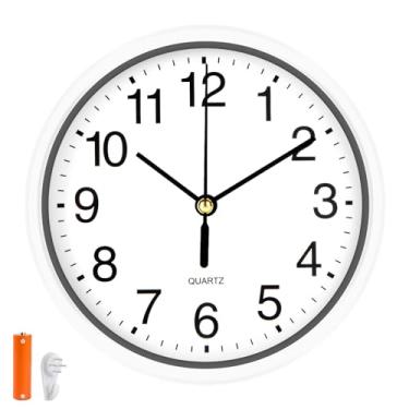Imagem de EternaHora Relógio de parede silencioso sem tique-taque, relógios de parede de 15 cm operado por bateria, pequeno relógio analógico para quarto, casa, escritório, cozinha, banheiro, escola, fácil de