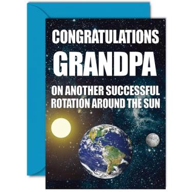 Imagem de Stuff4 Cartões de aniversário engraçados para vovô - Rotação da Terra - Cartão de aniversário de piada rude para vovô do neto, humor 60º 70º 80º aniversário A5 cartões comemorativos avós