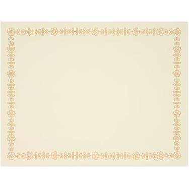 Imagem de Hamilco Papel cartolina com certificado de velino cor creme com borda de impressão elevada – 21 x 28 cm, 29,5 kg, capa cartolina para impressora - 50 folhas