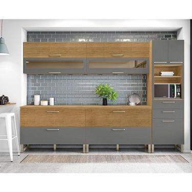 Imagem de Cozinha Modulada Ambiente Ametista Composição 3 Freijó Gris Riapdo - Kits Paraná