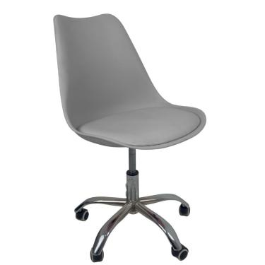 Imagem de Cadeira Office Base Cromada Com Rodizio Giratória Saarinen Cinza
