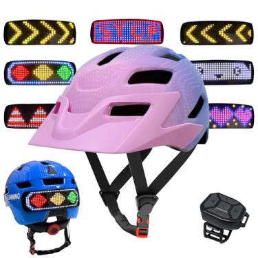Imagem de MOYACA Capacete De Bicicleta Infantil Com Luzes Led, Setas De Controle Remoto, Capacete De Segurança Com Luz Traseira Para Ciclismo De Montanha Juvenil, Scooter, Skate, Ajustável E Leve Para Menino