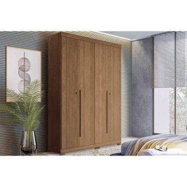 Imagem de Guarda Roupa Solteiro 4 Portas (2 Ripadas) e 2 Gavetas c/ Pés Buriti Jatobá - Santos Andirá