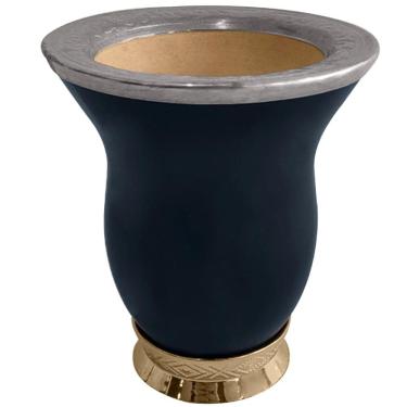 Imagem de Cuia De Chimarrão Tererê Lisa Artesanal Cuia De Porongo Revestida Em Plástico Azul Marinho