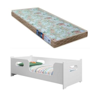 Imagem de Cama Encanto Solteiro Montessoriana 100% Mdf + Colchão Solteiro 188x88 Toraflex - Branca