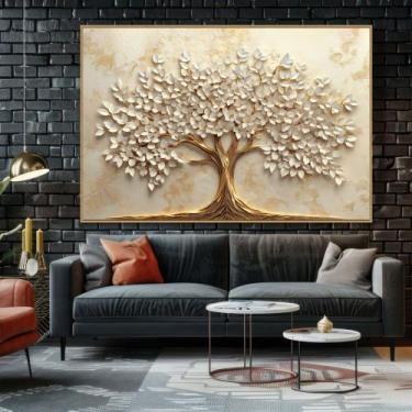 Imagem de Quadro decorativo árvore da vida folhas delicadas - MeMoldura, Amadeir