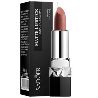 Imagem de SADOER Velvet Matte, Batom, Longa Duração Transfer-Prova Hidratante, Sortido 12 Tons, 4g (11# Marrom Avermelhado)