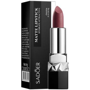 Imagem de SADOER Velvet Matte, Batom, Longa Duração Transfer-Prova Hidratante, Sortido 12 Tons, 4g (05# Vermelho Tijolo)