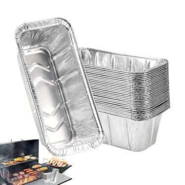 Imagem de Tabuleiros De Alumínio Para Armadilha De Gordura - Forros de Alumínio para Copos de Gordura de Churrasco | Tabuleiro Captador de Óleo a Pingar, Acessório de Cozinha para Assar Carne, Batatas, Peixe