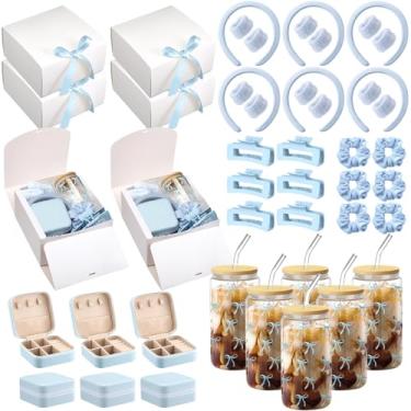 Imagem de Honeydak 6 conjuntos de prêmios de chá de bebê para vencedores, lembrancinhas de chá de panela, presentes, caixa de joias, prendedor de cabelo, faixa de cabeça, pulseiras, laços, copos, caixas de fita