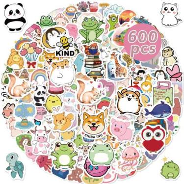 Imagem de Pacote de adesivos Cute Animal Waterproof 600 unidades para crianças e