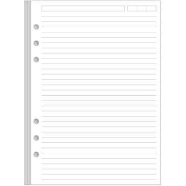 Imagem de Recargas de papel pautado com 6 furos para fichário A5 - 100 folhas/200 páginas, refis de linha de papel de folha solta para agenda Filofax, papel branco de 100 g/m², 14,7 cm x 21 cm