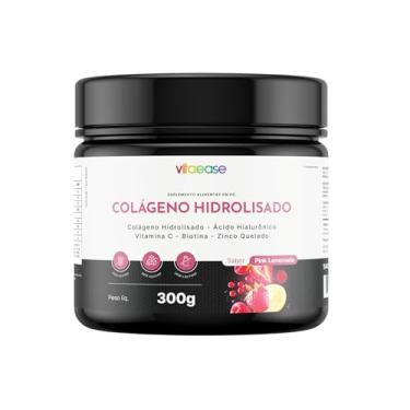 Imagem de Colágeno Hidrolisado com Ácido Hialurônico, Vitamina C e Biotina | Para Pele, Cabelos, Unhas e Articulações – Vitaease (300g, Pink Lemonade)