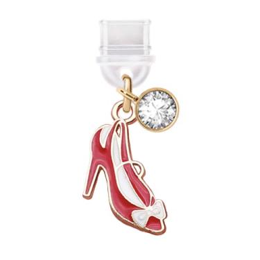 Imagem de ELISE & FONDA TP727 Tipo-C porta de carregamento antipoeira sapato de salto alto com laço para celular para iPhone 15/16/Samsung/OnePlus/Xiaomi/oppo telefones Android (vermelho)