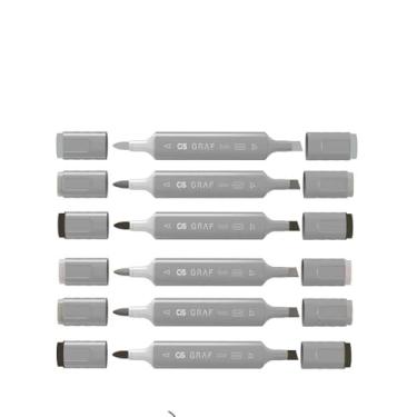 Imagem de Marcador Graf Duo Brush 6 Cores - Cis Cor Tons De Cinza