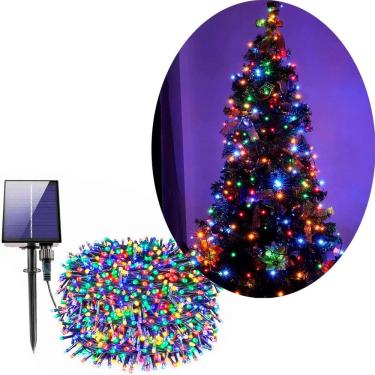 Imagem de Cordão Pisca LEDs Solar 1000 Lâmpadas Colorido Natal De 100m