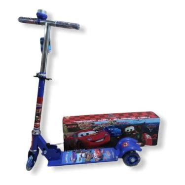 Imagem de Patinete Infantil Metal Carros Mcqueen 3 Rodas Led - Buzina - scotter