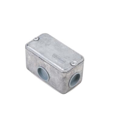 Imagem de Caixa Derivação Móvel Alumínio Poliwetzel XPW Cinza Corpo e 2 Tampões C/ Placa Cega – Wetzel | 2" XPW‐35 Cód. E002600070