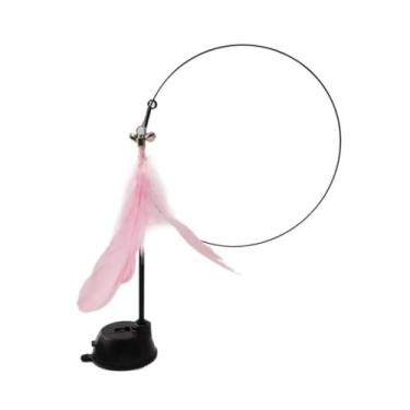 Imagem de Brinquedo Interativo Varinha Pena Com Ventosa Que Fixa No Chão Para Gatos Adultos e Filhotes LR-0282 (C/Pena Rosa)