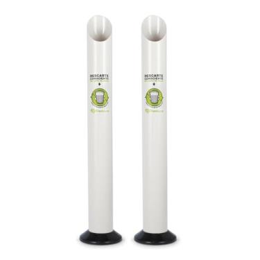 Imagem de Kit 2 Dispenser Lixeira Clean Executivo Copos Plásticos Descartáveis Bebedouro Vertical Água Café Fácil Uso Clínica Hospital Empresa Barbearia Salão Comércio (2, Branco)