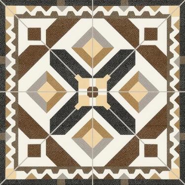 Imagem de HOMETITUTE 10 peças 30 x 30,5 cm rústico geométrico marrom preto bege padrão azulejos para piso de vinil autoadesivo removível faça você mesmo para cozinha, banheiro, sala de estar, decoração de casa