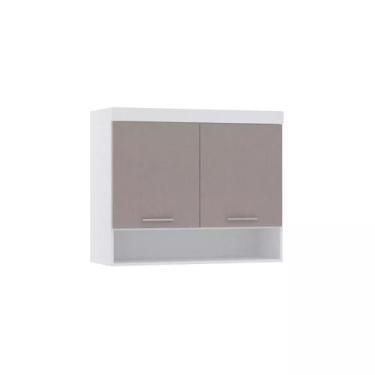 Imagem de Guarda-roupa Modulado 97cm Aéreo 2 Portas Alpes Luciane, Branco/Cinnam