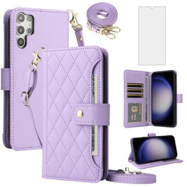 Imagem de Furill Capa de celular para Samsung Galaxy S25 Ultra 5G carteira celular com protetor de tela de vidro temperado alça flip suporte de cartão de crédito acessórios S25Ultra 25S S 25 25Ultra 6.9 2025