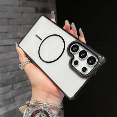 Imagem de Capa magnética translúcida para carregamento sem fio (para Galaxy A56/Preto)