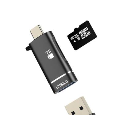 Imagem de Adaptador USB C para USB (2 em 1) para Apple Tipo C Leitor de Cartão Micro SD OTG 3.0 para iPhone 16 Câmera Transferência de Fotos TF Cartão de Memória Flash Drive para iPad Compatível com Samsung