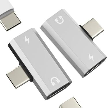 Imagem de Adaptador de fone de ouvido USB C (pacote com 2) conector duplo tipo C carregador de áudio DAC divisor para iPhone 16 15 para Apple para iPad compatível com Samsung fone de ouvido porta de