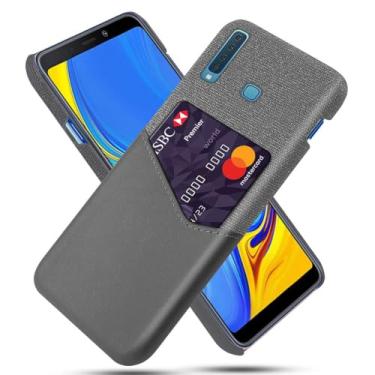 Imagem de Capa para Samsung Galaxy A9(2018),Tela e tampa de couro PU,Anti-deslizante,Resistência à impressão digital,Caso de proteção de 360°com 1 slot de cartão atrás-Gray