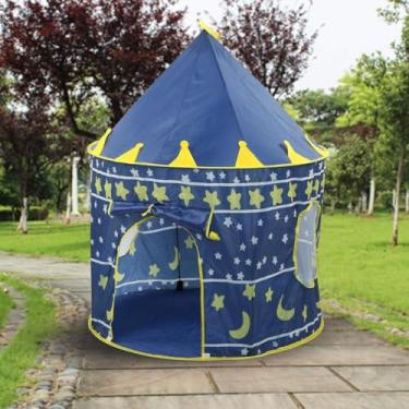 Imagem de Tenda Infantil Castelo Mágico, Azul Marinho com Estrelas e Luas, Dobrável, para Uso Interno e Externo