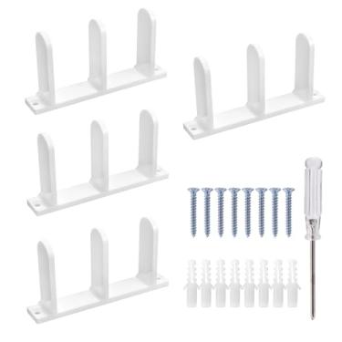 Imagem de 4un Guias Pavimento Portas Correr Armário, Guias Acrílico Práticas Pavimento Correr com 8 Parafusos Adequadas para Vestiário Casa Banho Cozinha Porta (Branca)