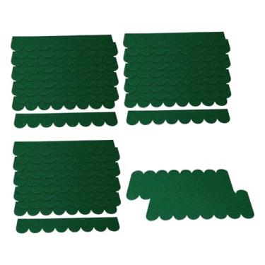Imagem de Esquirla Telhas de madeira para casa de bonecas em chapa de feltro cortadas e costuradas em chapas grossas de tecido de feltro, Verde